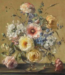 LOUDON Terence 1931-1949,Flowers in a glass vase on a ledge,Halls GB 2022-11-09