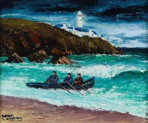 LOUGHREY Sean,LAUNCHING THE CURRACH AT FANAD HEAD,Ross's Auctioneers and values IE 2024-01-24