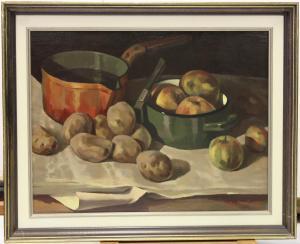 LOUIS Charles 1874-1909,Stilleven met pannen, aardappels en appels,Venduehuis NL 2015-10-07