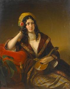 Louis DECKERS 1846,The mandolin player,Bonhams GB 2008-10-29