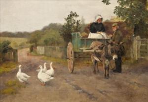 LOUISE HARDMAN Emma 1885-1935,Donkey andtrap with farmers and geese,Dreweatt-Neate GB 2010-06-30