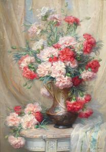 LOUPPE Léo 1869,A Bouquet of Carnations in a Vase,Palais Dorotheum AT 2015-09-17