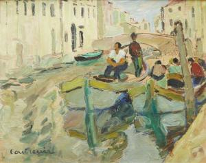 LOUTREUIL Maurice Albert 1885-1925,Bateaux amarrés dans un canal,Mercier & Cie FR 2020-09-19