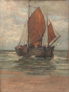 LOUYOT Edmond 1860-1918,FISHING BOAT,Garth's US 2023-04-16