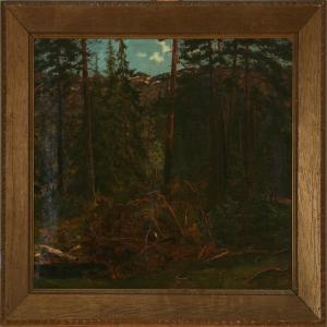 LOVAAS hans marius wilhelm 1848-1890,Forestscene from Norway,Bruun Rasmussen DK 2010-04-26