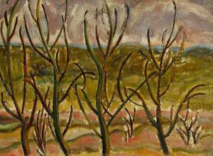 LOVELESS Kenneth 1919-1954,Trees with Hills in Distance,Lando Art Auction CA 2013-02-24