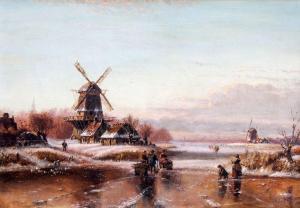 LOVELL I.W 1800-1800,Figures in a winter landscape with windmills,Martel Maides GB 2013-03-14