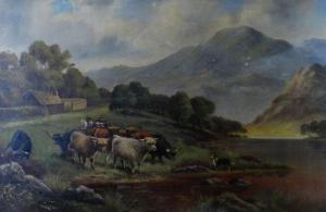 LOVERING Ida,View of horse backed farmers driving cattle to wat,Rogers Jones & Co 2017-03-03