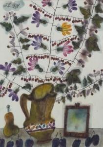 LOVRENCIC ivan 1917-2003,Cvijeće i šljive,1990,Kontura Aukcijska Kuca HR 2009-04-25