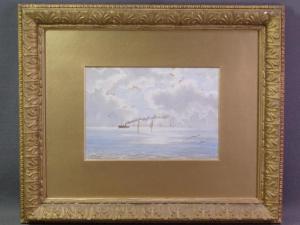 LOWE G.E 1800-1800,Maritime scene, steam boat and yachts with gulls f,Rogers Jones & Co 2021-08-24
