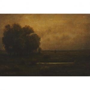 LOWELL Lemuel L 1837-1914,TREE AND FIELD WITH STREAM,Waddington's CA 2021-03-25