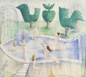 LOWELL WHITE PAUL,Bathers and Topiary,20th,Mellors & Kirk GB 2021-06-08