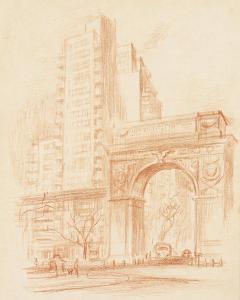 LOWENGRUND Margaret 1902-1957,Washington Square Arch,1952,Swann Galleries US 2025-03-06