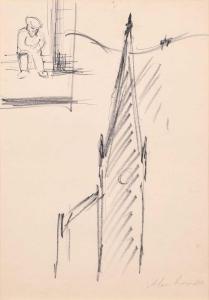 LOWNDES Alan 1921-1978,Church spire and a seated figure,Peter Wilson GB 2024-03-28