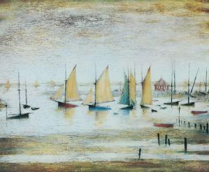 LOWRY Laurence Stephen 1887-1976,YACHTS AT LYTHAM,Ross's Auctioneers and values IE 2024-04-17