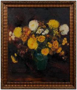 LOWRY Mina C 1894-1942,Still Life, Chrysanthemums in a Pottery Vase,1927,Brunk Auctions 2010-09-11