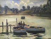 LOXTON John Samuel 1903-1971,Thames Backwater,International Art Centre NZ 2022-09-19