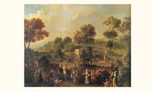 LOYBOS Jan Sebastiaen 1653-1703,fête villageoise dans un parc,1673,Tajan FR 2002-12-18