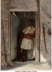 LOYEUX Charles 1823-1898,An Arab Smoking a Pipe in a Doorway,1876,Heritage US 2018-03-11