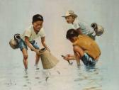 LOYOLA Victor 1956-2008,boys on water buffalo and boys fishing with baskets,Quinn's US 2007-06-09
