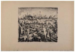 LUBBERS Adriaan 1892-1954,Skyline from Jersey Heights,1930,Eldred's US 2022-11-04