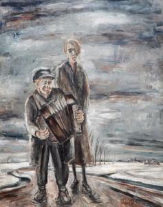 LUBBERS Adriaan 1892-1954,Wandering children playing music in the snow,Venduehuis NL 2021-11-21