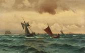 LUBBERS Holger Peter Svane 1850-1931,Seascape with numerous sailing ships outside K,Bruun Rasmussen 2020-03-16