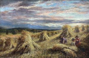 LUCAS George 1863-1899,Children Playing among Corn Stooks,1867,David Duggleby Limited GB 2024-03-15