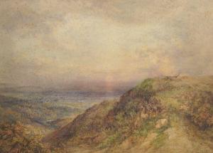 LUCAS George 1863-1899,Sunset over a Hillside Landscape with Sheep in the,John Nicholson 2018-06-20