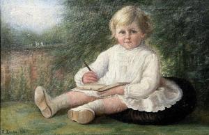 LUCAS R.W 1821-1852,Portrait of a Child in a Garden Landscape,Rowley Fine Art Auctioneers 2017-02-21
