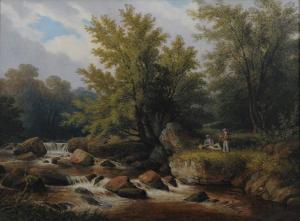 LUCAS R.W 1821-1852,River scene with figures,Wright Marshall GB 2016-01-21