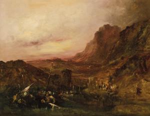 LUCAS VELASQUEZ Eugenio,Atardecer en una costa del norte de África,1850/60,Duran Subastas 2024-02-21