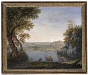 Luciani Giovan Battista 1800-1800,Veduta del lago di Nemi,1848,Farsetti IT 2005-11-04