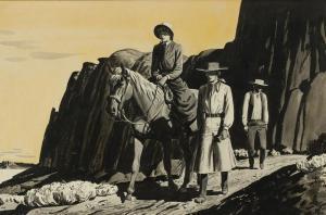 LUDEKENS Fred 1900-1982,Figures walking on a Western trail,John Moran Auctioneers US 2015-05-30