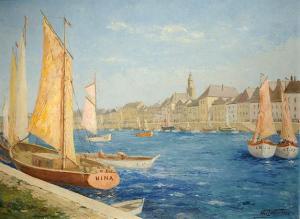 LUDIN Charles 1867-1949,Voiliers au port,1916,Aguttes FR 2013-09-26
