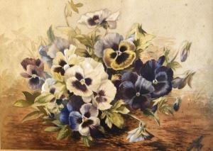 Ludlow Annie,Still-life of pansies,1889,Clevedon Salerooms GB 2019-09-26