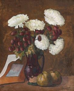 LUDOSANU Aurel Popp 1874-1960,Still Life with Pitcher with Chrysanthemums and Wa,Artmark 2023-07-12
