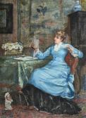 LUDOVICI Jnr. Albert 1852-1932,An elegant lady reading a letter,1879,Tennant's GB 2020-03-06