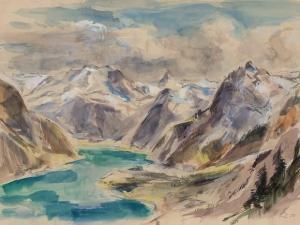 LUDWIG Friedrich 1891-1970,Field near Mountain River,1950,Auctionata DE 2017-02-16