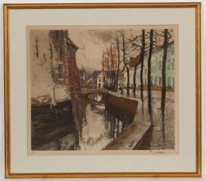 LUIGINI Ferdinand Jean 1870-1943,A FLEMISH CANALrgh,1943,McTear's GB 2014-10-02