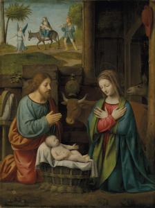 LUINI Bernardino 1480-1532,The Nativity, with the Journey to Egypt beyond,Christie's GB 2023-07-06