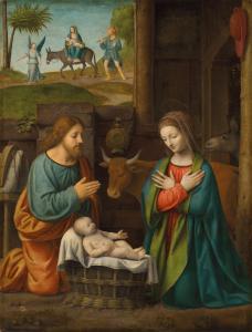 LUINI Bernardino 1480-1532,The Nativity, with the Journey to Egypt beyond,Christie's GB 2020-12-15