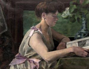 LUMINAIS Helene Vital 1900-1900,Jeune femme lisant.,Damien Leclere FR 2011-07-08