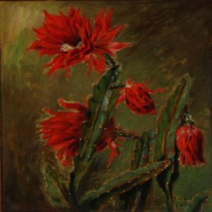 LUND Carl 1855-1940,Cactus with red flowers,1904,Bruun Rasmussen DK 2011-07-04