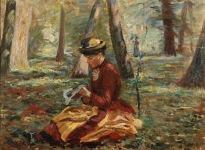LUND Emil Carl 1855-1928,Woman sitting on the grass,Bruun Rasmussen DK 2022-04-04