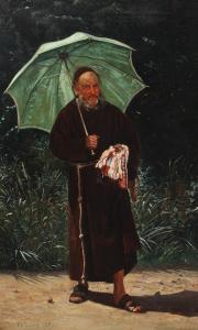 LUND Frederick Christian,A monk in the shade with one with a parasol,1883,Bruun Rasmussen 2024-04-01