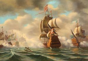 LUND Fritz V 1800-1800,The battle in Koege Bay 1677 with Niels Juel's Shi,Bruun Rasmussen 2019-06-10