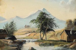 LUND Troels 1802-1867,Scenery from Norway with a view towards mountains,Bruun Rasmussen 2024-04-01