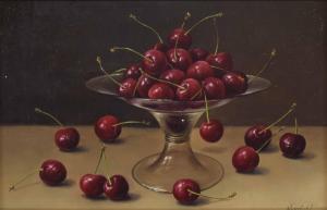 LUNDAHL Nadine 1958,Still ife of cherries in a glass bowl,Gardiner Houlgate GB 2018-11-29