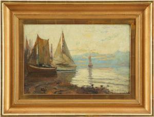 LUNDEGARD Justus Evald 1860-1924,Båtarna i hamnen,Uppsala Auction SE 2023-01-17